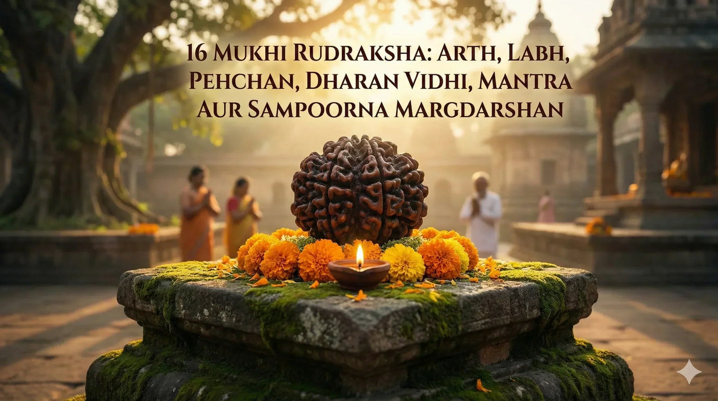 16 Mukhi Rudraksha – Arth, Labh, Pehchan, Dharan Vidhi, Mantra aur Sampoorna Margdarshan