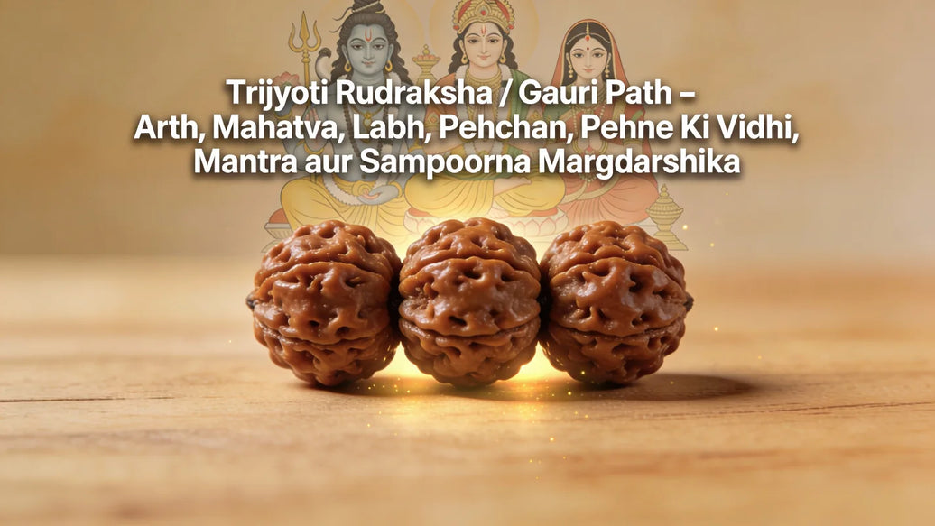 Trijyoti Rudraksha / Gauri Path – Arth, Mahatva, Labh, Pehchan, Pehne Ki Vidhi, Mantra aur Sampoorna Margdarshika