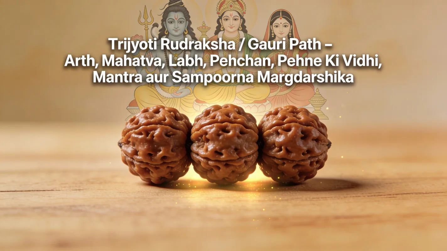 Trijyoti Rudraksha / Gauri Path – Arth, Mahatva, Labh, Pehchan, Pehne Ki Vidhi, Mantra aur Sampoorna Margdarshika