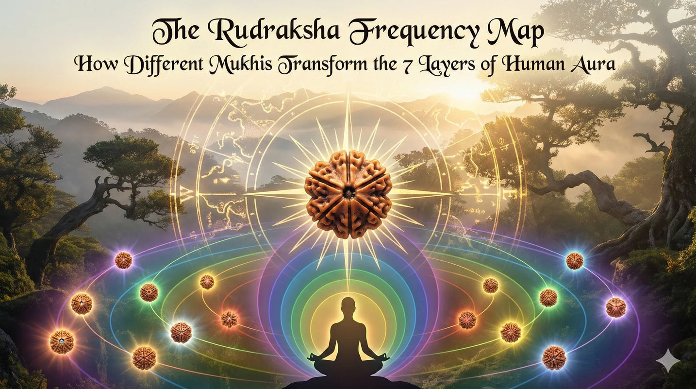 The Rudraksha Frequency Map: How Different Mukhis Transform the 7 Layers of Human Aura