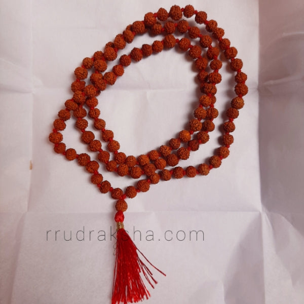 Lab Certified 5 Mukhi Rudraksha Mala Brown