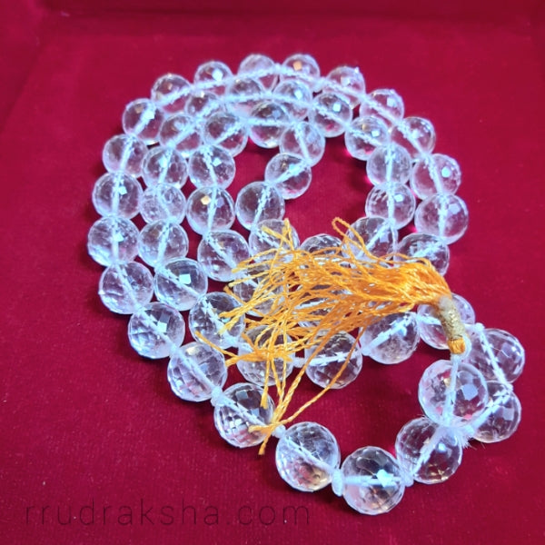 Diamond Cutting Sphatik(Quartz) Kantha 54 beads