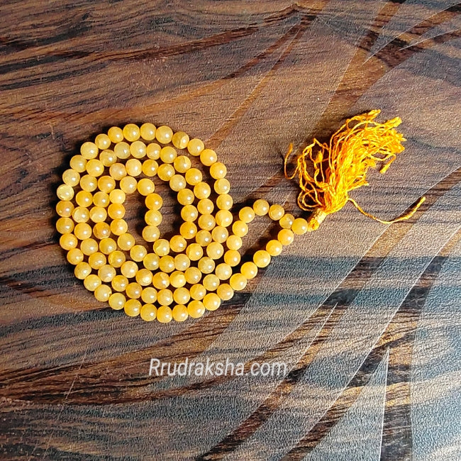 Yellow Agate Rosary/Hakik Mala for Brashaspati Grah