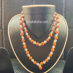 Sphatik Rudraksha Combination Mala - Certified