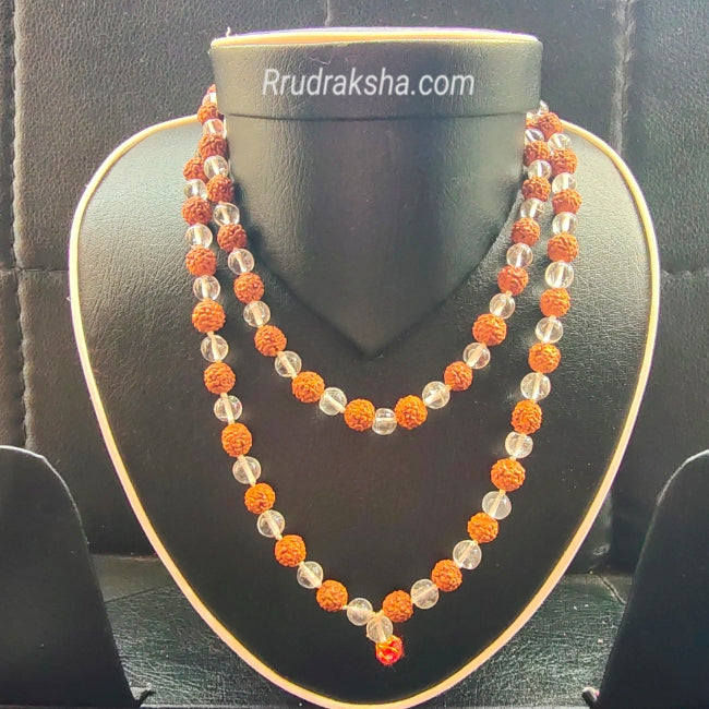 Sphatik Rudraksha Combination Mala - Certified