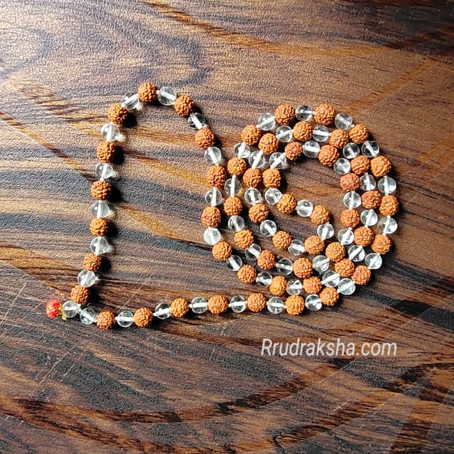 Sphatik Rudraksha Combination Mala - Certified