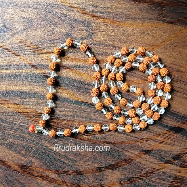 Sphatik Rudraksha Combination Mala - Certified