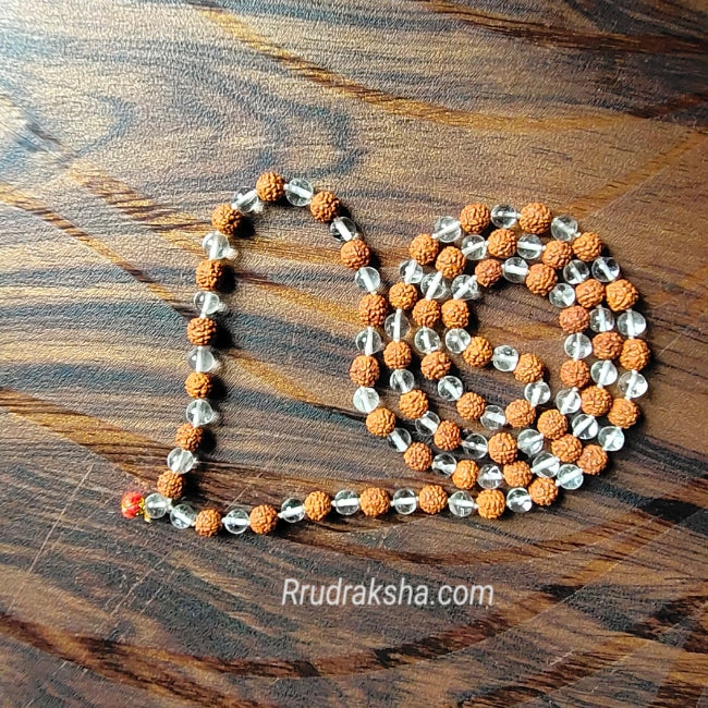 Sphatik Rudraksha Combination Mala - Certified