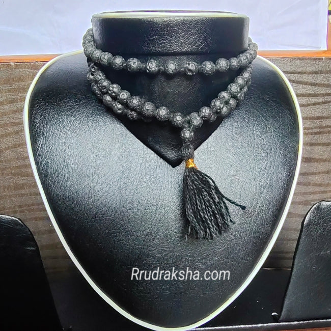 Black Lava Stone Mala for Shani and Root Chakra