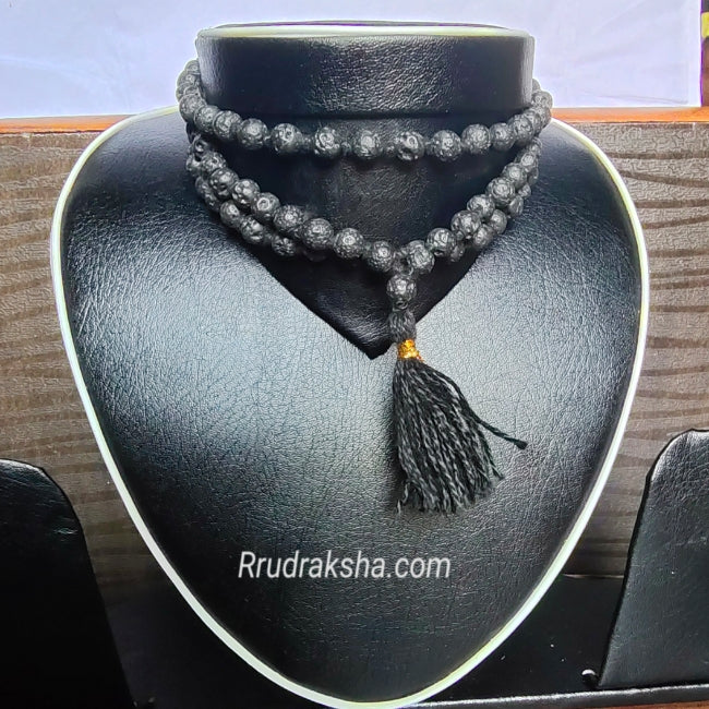 Black Lava Stone Mala for Shani and Root Chakra