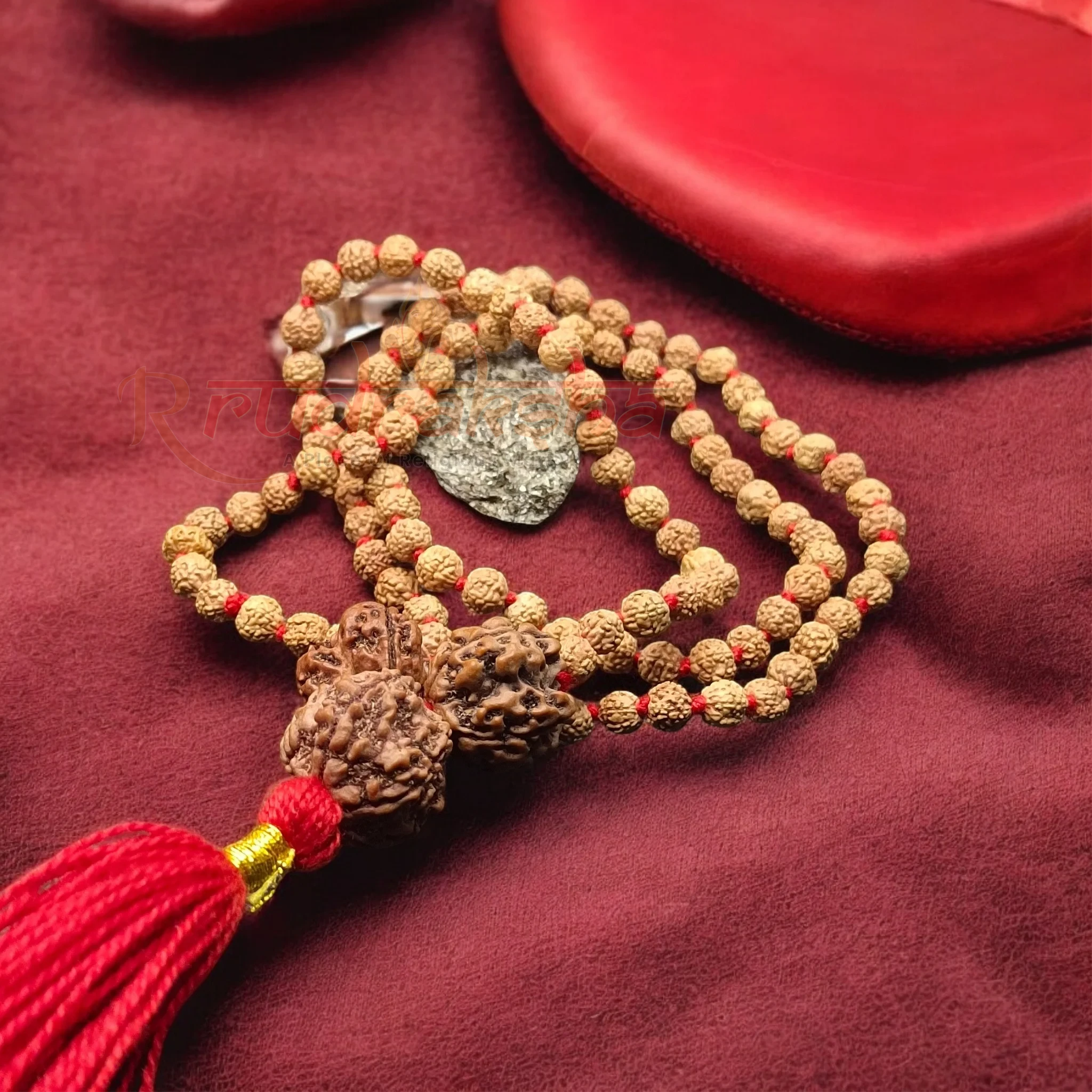 Goddess Lakshmi 7 Mukhi Rudraksha Mala / Nepali 7 Mukhi Rudraksha With 7 Mukhi Rudraksha Mala