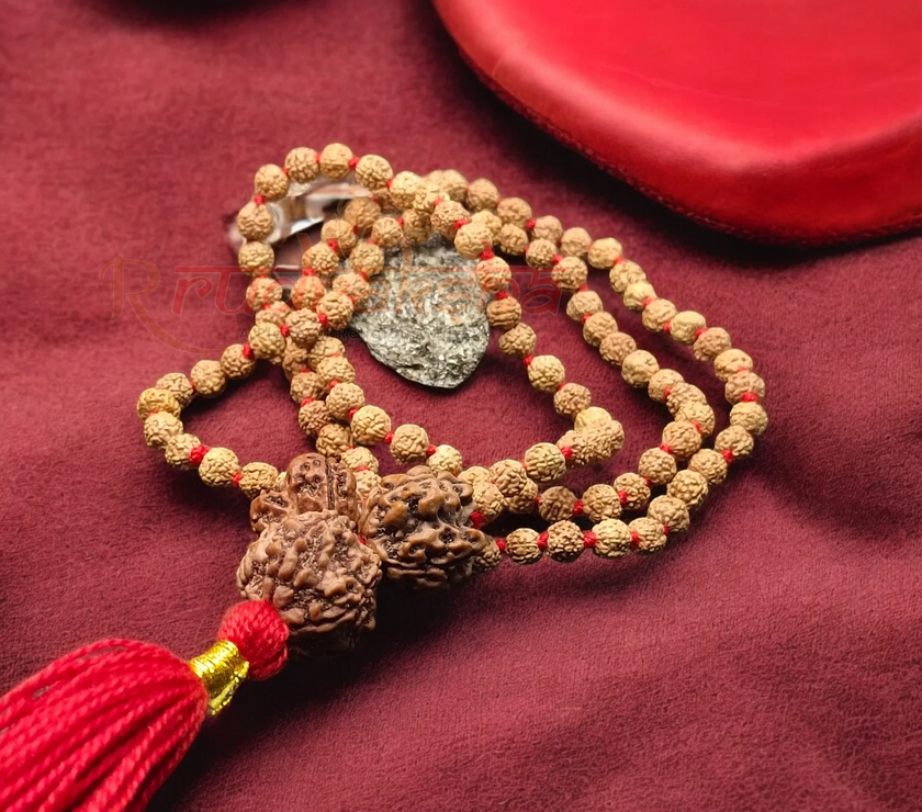 Goddess Lakshmi 7 Mukhi Rudraksha Mala / Nepali 7 Mukhi Rudraksha With 7 Mukhi Rudraksha Mala