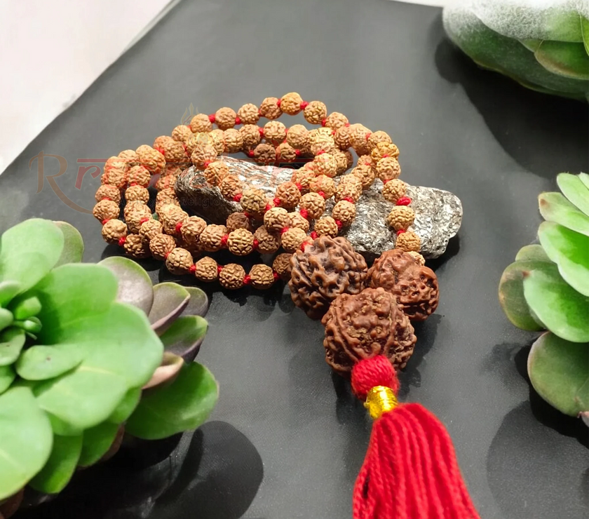 Goddess Lakshmi 7 Mukhi Rudraksha Mala / Nepali 7 Mukhi Rudraksha With 7 Mukhi Rudraksha Mala