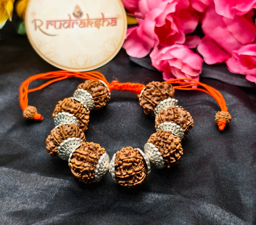 Silver 8 kMukhi Rudraksha Bracelet adjustable 