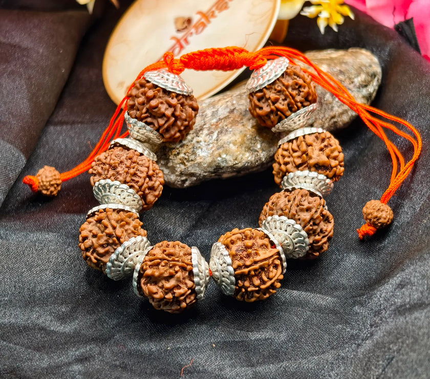 Silver Capped 8 kMukhi Rudraksha Bracelet for daily wearing 