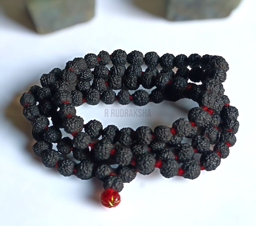 Lab Certified Black 5 Mukhi Rudraksha Mala