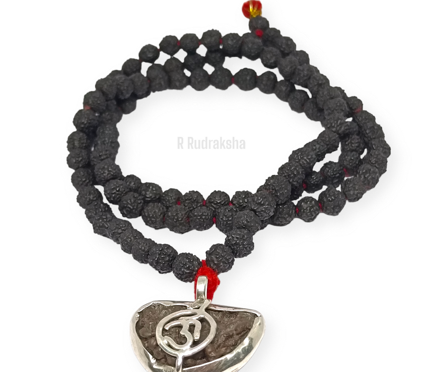 1 Mukhi Rudraksha with Black Rudraksha Mala Lab Certified