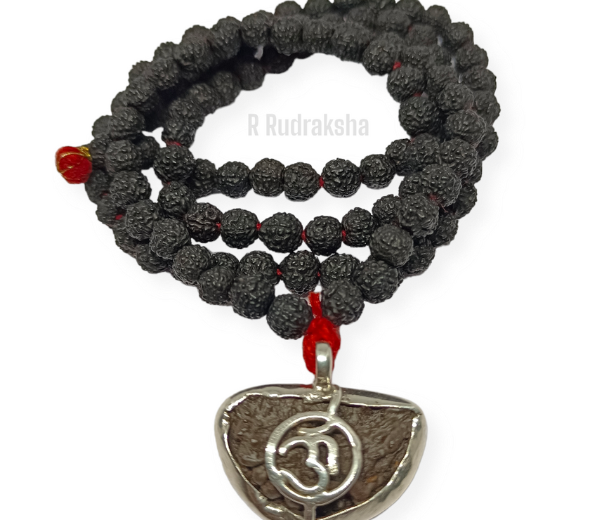 1 Mukhi Rudraksha with Black Rudraksha Mala Lab Certified
