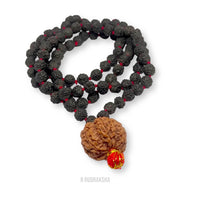 Nepali 7 Mukhi Rudraksha String With Black Rudraksha Mala