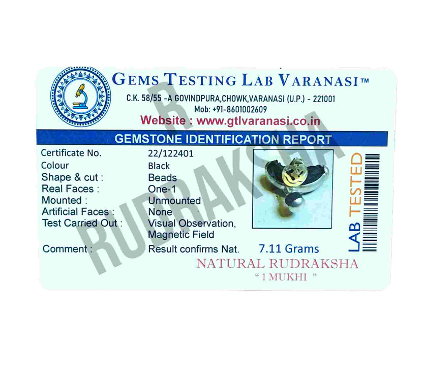 Pure Black HalfMoonShape 1 Mukhi Rudraksha Om Locket 54+1 Beads Rudraksha Mala