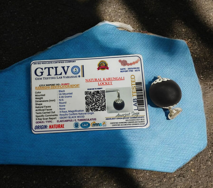 Lab Tested Lab Certified Karungali Pendant Big Size and premium Quality german silver karungali pendant 