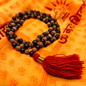 109 Beads Rudraksha and Ebony Karungali Malai For daily wear and chanting, premium Quality Lab Certified 