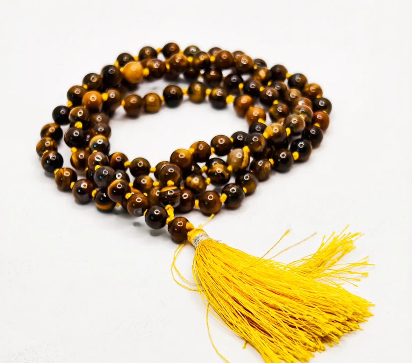 Tiger Eye Stone Mala for Chanting and wearing purpose, 100% authentic with lab certificate best quality 
