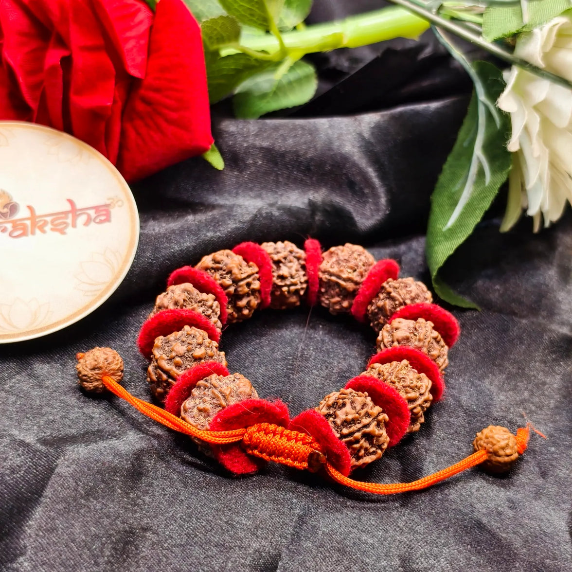Valvet Design 5 Mukhi Rudraksha Bracelet of Nepal Origin Beads Rudraksha