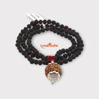 Nepali 7 Mukhi SilverCapped With Black Punchmukhi Rudraksha Mala