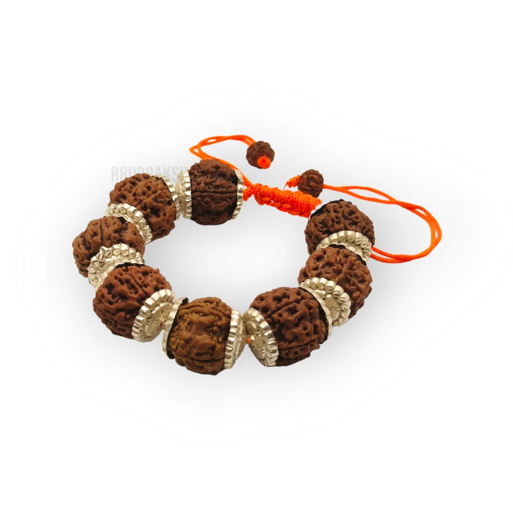 Nepali 9 Mukhi Rudraksha Silver Bracelet - Certified