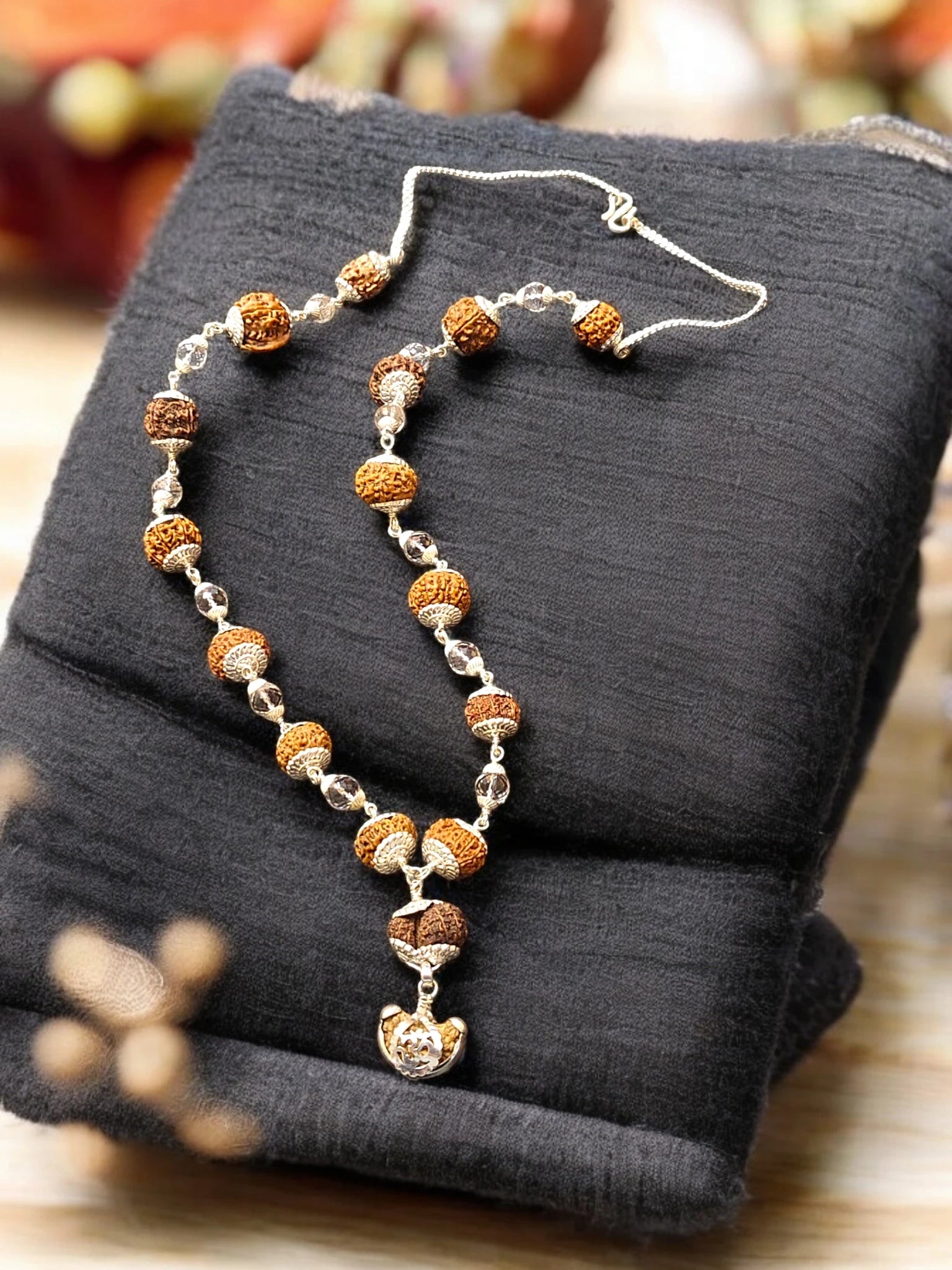 1-14 Mukhi Siddha Mala With Sphatik Quartz Beads/Siddha Rudraksha Mala