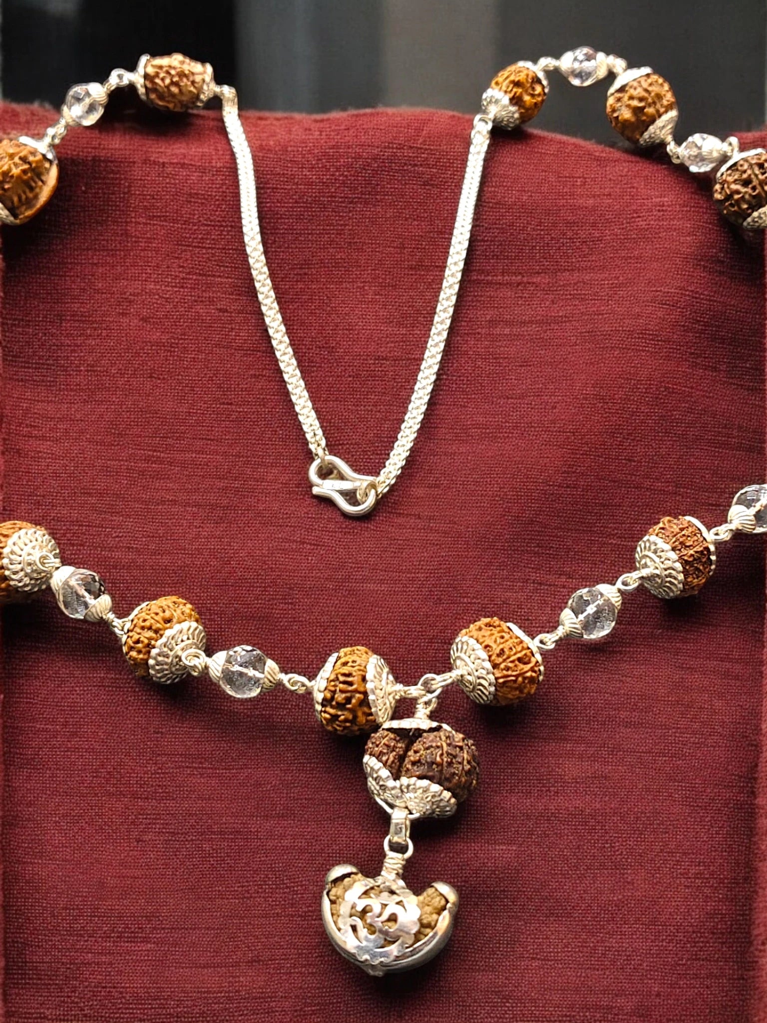 1-14 Mukhi Siddha Mala With Sphatik Quartz Beads/Siddha Rudraksha Mala