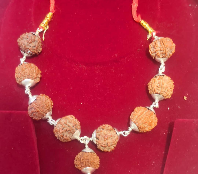Nav Devi Kawach - 9 Beads of 9 Mukhi Nepali Rudraksha
