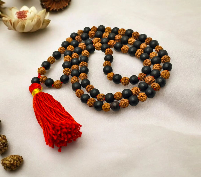 109 Beads Malai Made up with combination of Rudraksha and Karungali Malai Beads 109 Beads Premium Quality Lab Certified 