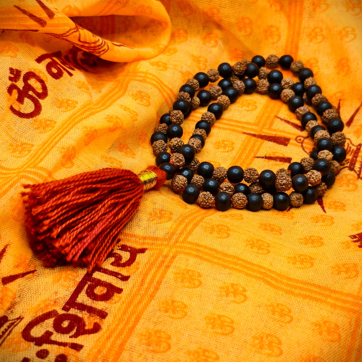 Rudraksha Karungali Malai For daily wear. Ebony Wood. 5 Mukhi Rudraksh Combination for daily wearing lab Tested product 