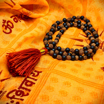 Rudraksha Karungali Malai For daily wear. Ebony Wood. 5 Mukhi Rudraksh Combination for daily wearing lab Tested product 