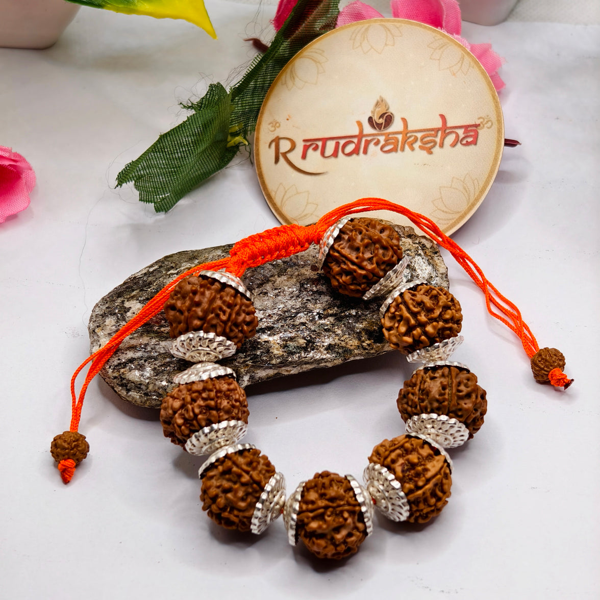 Silver bracelet made up of 8 kMukhi Rudraksha premium quality lab Tested Authentic product 