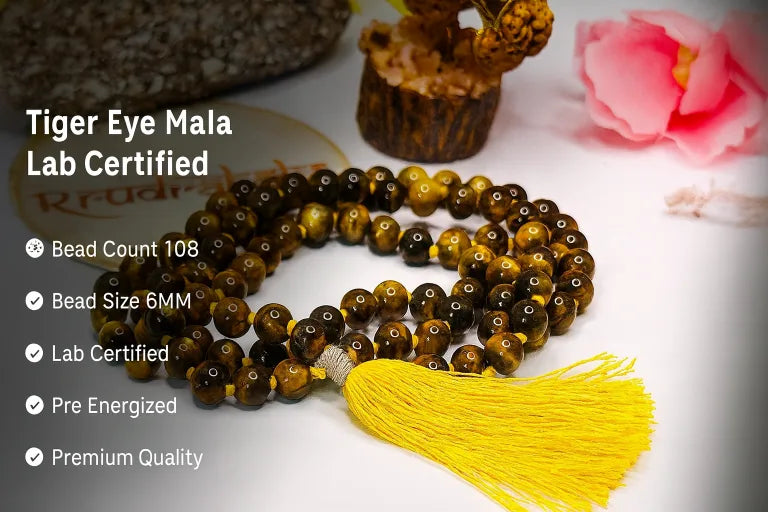 Tiger Eye Mala details, Lab Certified, premium Quality, 108 Beads