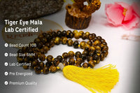 Tiger Eye Mala details, Lab Certified, premium Quality, 108 Beads