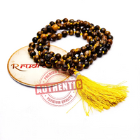 108 Beads Tiger Eye Stone Mala for Chanting and wearing purpose, 100% authentic with lab certificate 