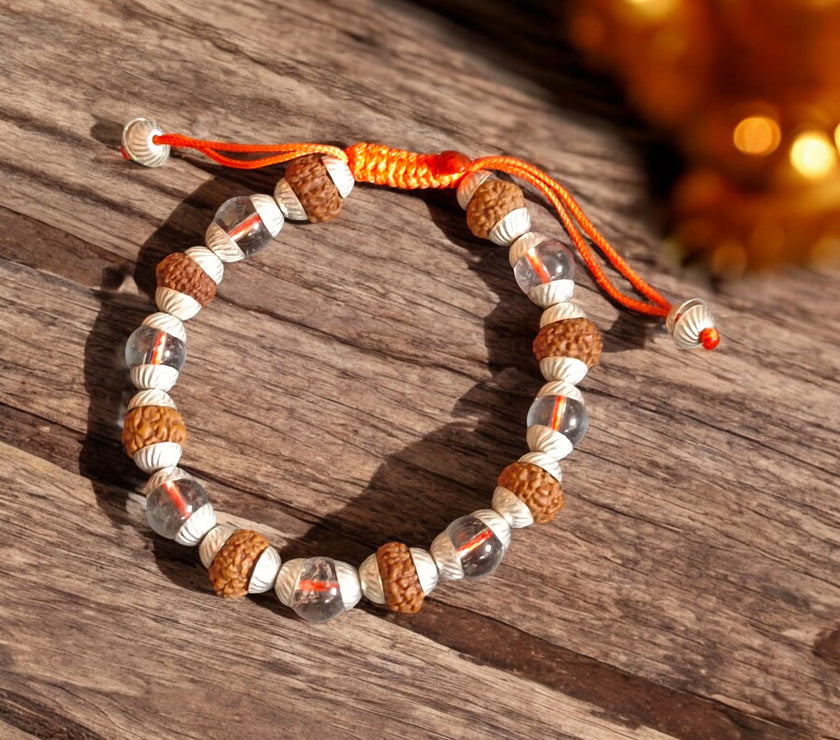 Wealth And Harmony Bracelet / 7 Mukhi Rudraksha Sphatik Bracelet