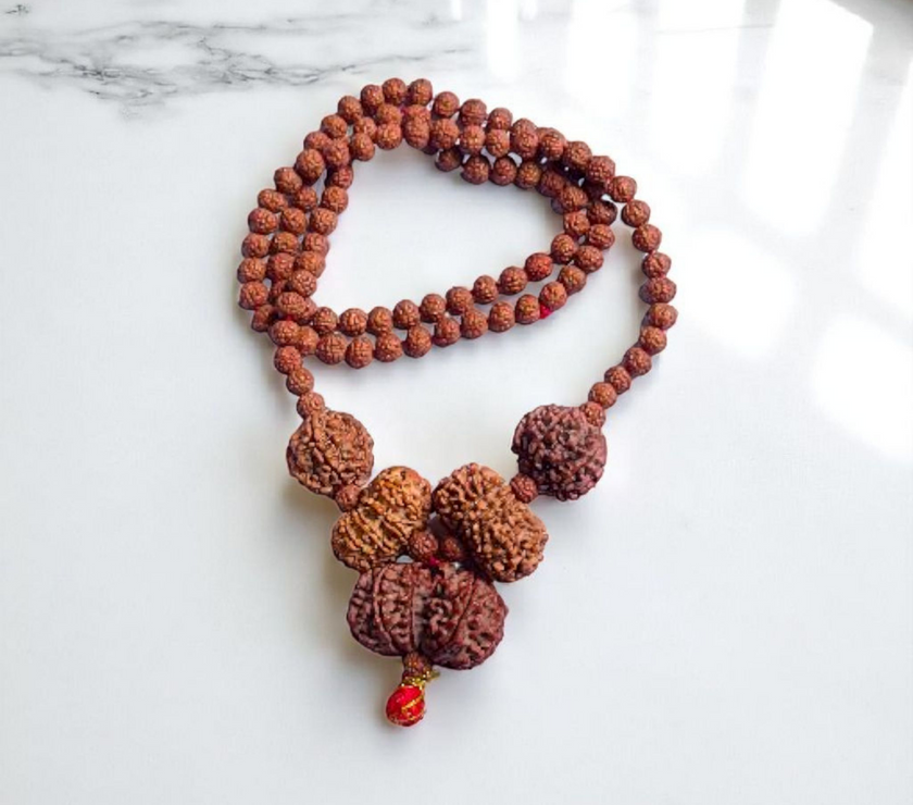 5 7 12 13 and Gauri Shankar Mukhi Combination Rudraksha Mala