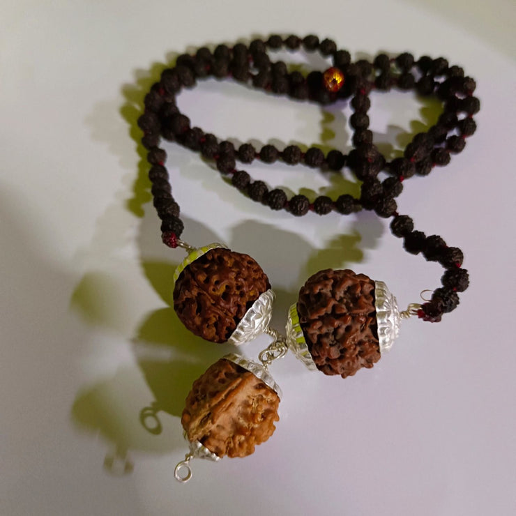 Rudraksha Saraswati Kawach with Black Punchmukhi Rudraksha Mala
