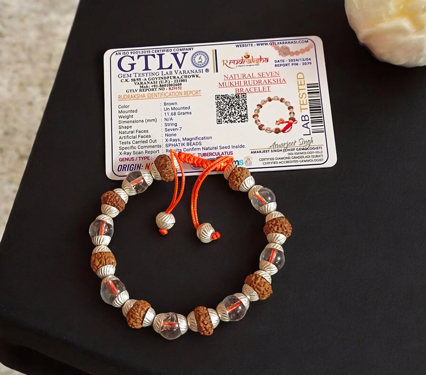 Wealth And Harmony Bracelet / 7 Mukhi Rudraksha Sphatik Bracelet