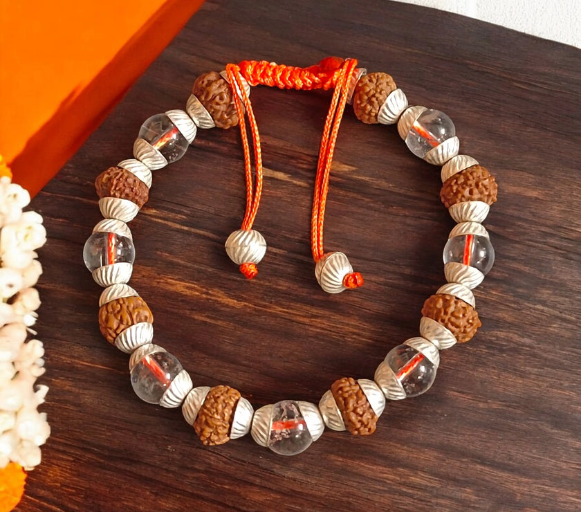 Wealth And Harmony Bracelet / 7 Mukhi Rudraksha Sphatik Bracelet