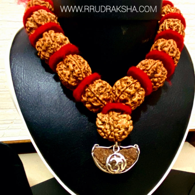 1 Mukhi Rudraksha with Nepali Punchmukhi Rudraksha Kantha