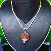 9 Mukhi Rudraksha Silver Chain Pendent - Certified