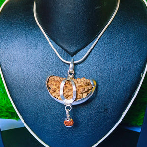 Antique 1 Mukhi Rudraksha Silver Chain Pendent - Certified