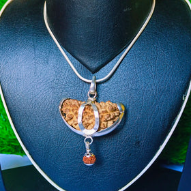 Antique 1 Mukhi Rudraksha Silver Chain Pendent - Certified