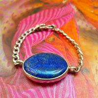 Antique Lapis Lazuli (Lajwrat) Pure Silver Bracelet - Certified